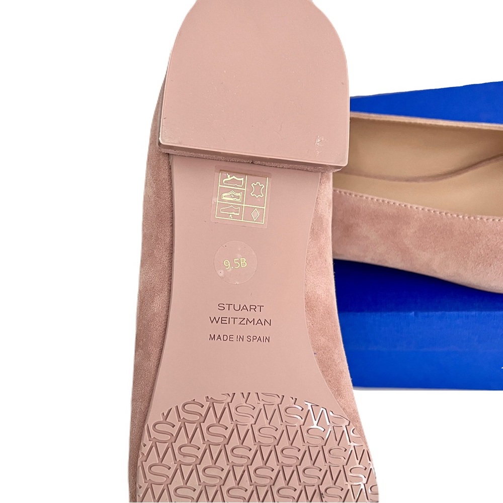 NIB Stuart Weitzman Blush Suede ‘Sleek Bow’ Ballet Flats in “Fawn”, Size 9.5 - Picture 8 of 8